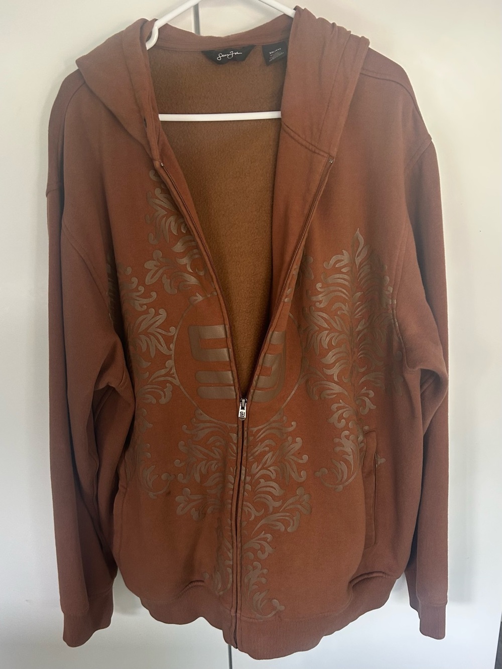 Vintage Sean John Y2K Brown Zip Up Hoodie - Badger Breaking Bad Style. Size XXL